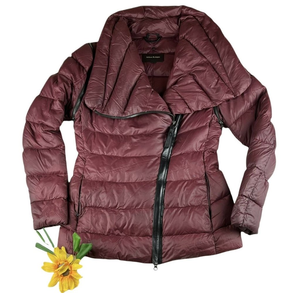 Mackage Qeren Women’s Sz Medium Leather Trim Down Convertible Vest Coat Red